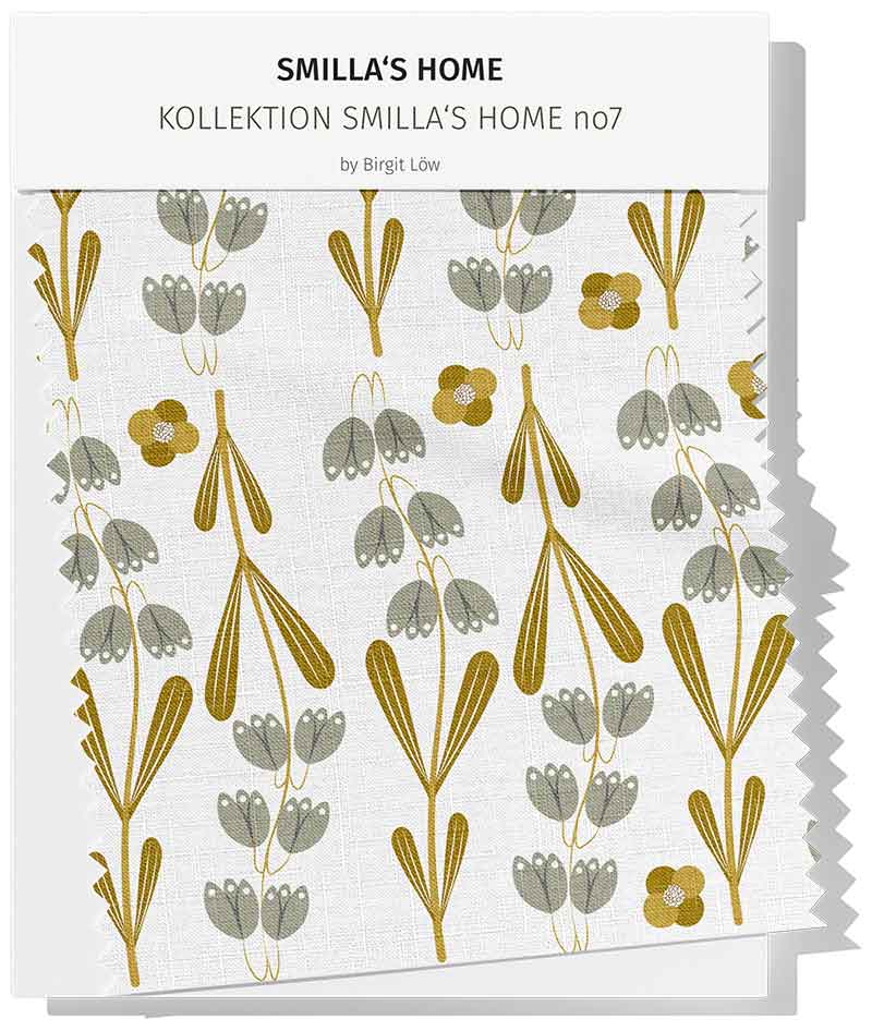 Stoffdesign graue Glockenblumen in Aquarell von Smilla's Home