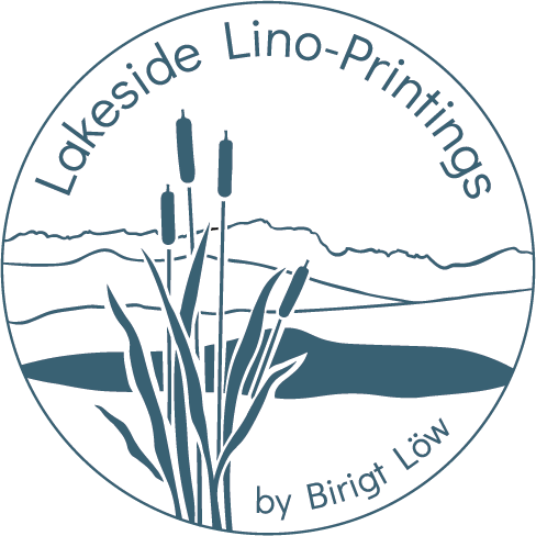 Label Lakeside Lino-Printings von Birgit Löw
